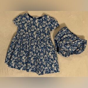 EUC - Polo Ralph Lauren Baby Girl 2PC Short Sleeve Dress (Blue/White) - Size 3M